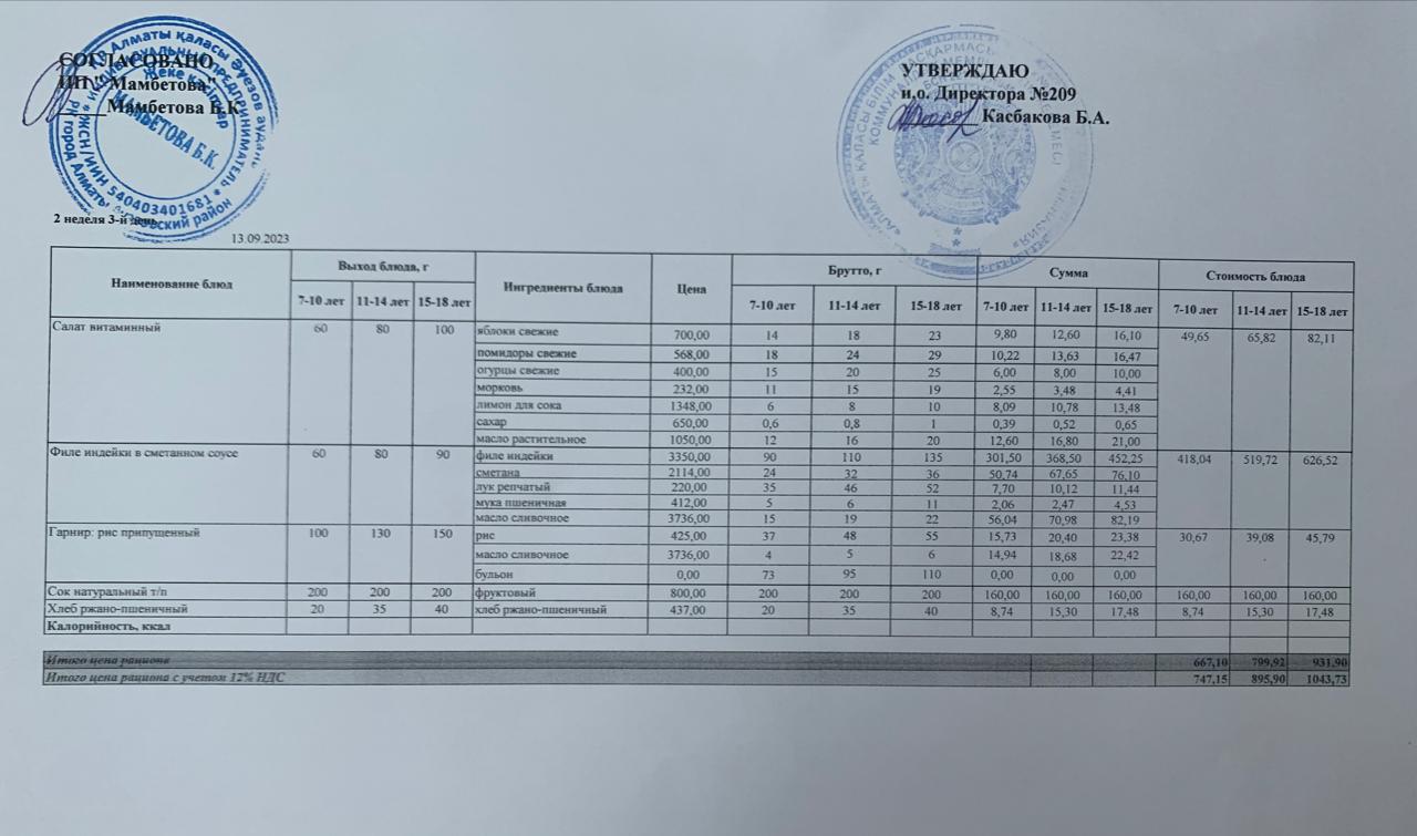 Меню 13.09.2023