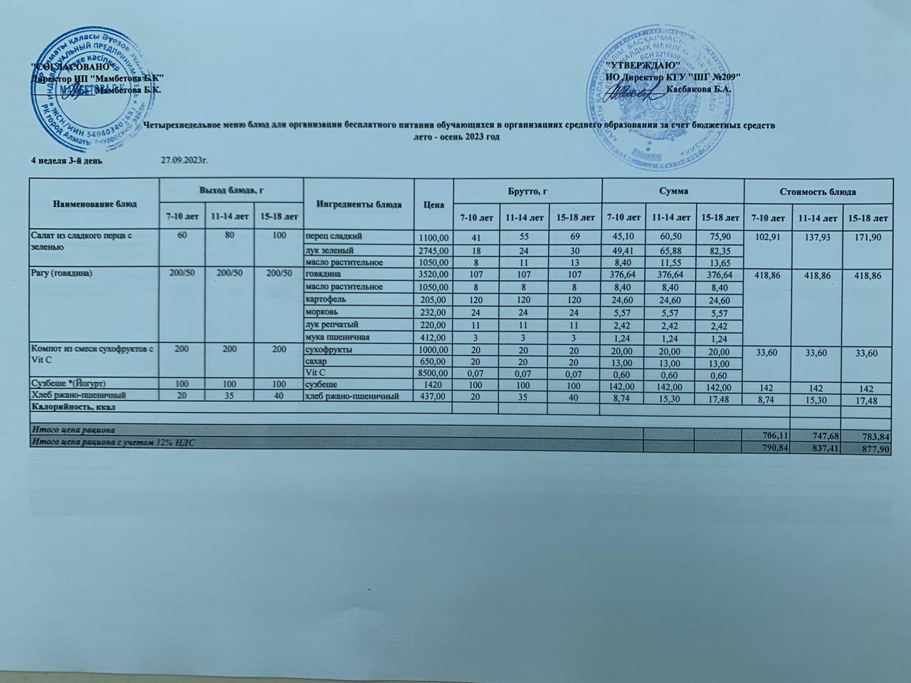 Меню 27.09.2023