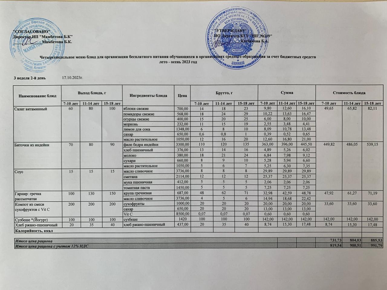 Меню 17.10.2023