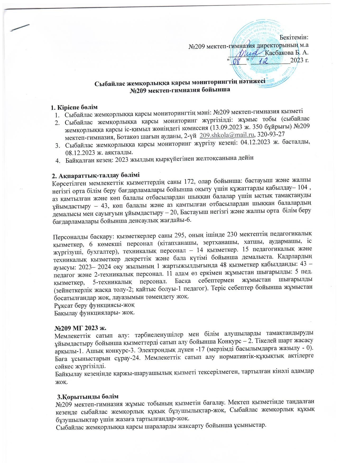 Результат антикоррупционного мониторинга