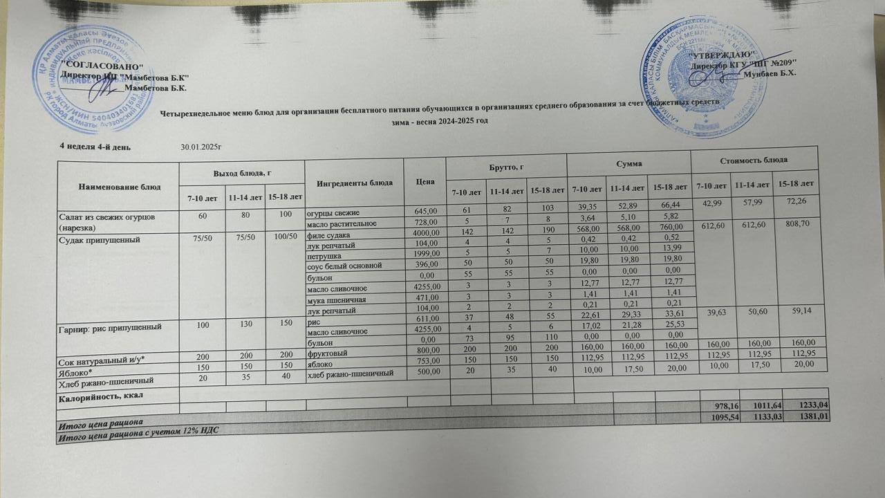 Меню 30.01.2024