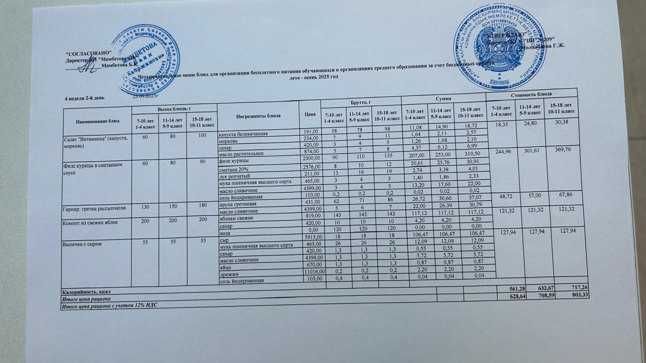 Меню 23.09.2025 г.