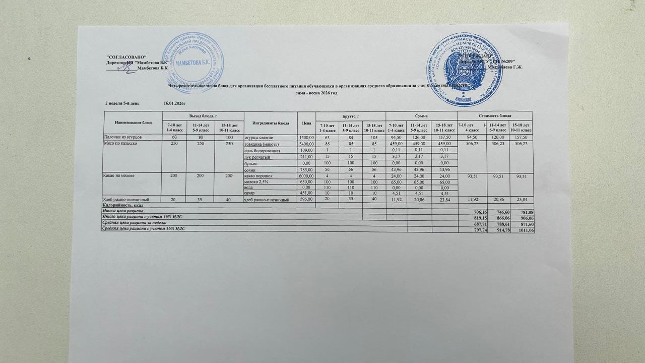Меню 16.01.2026ж.