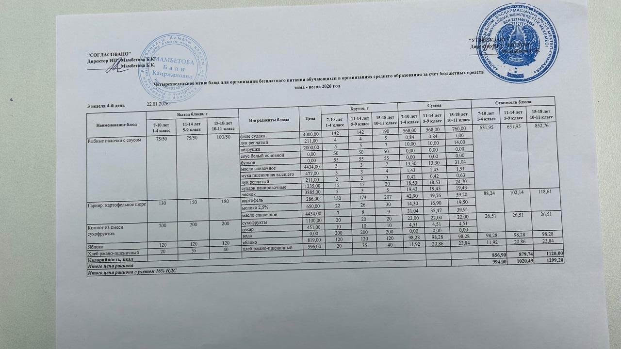 Меню 22.01.2026ж